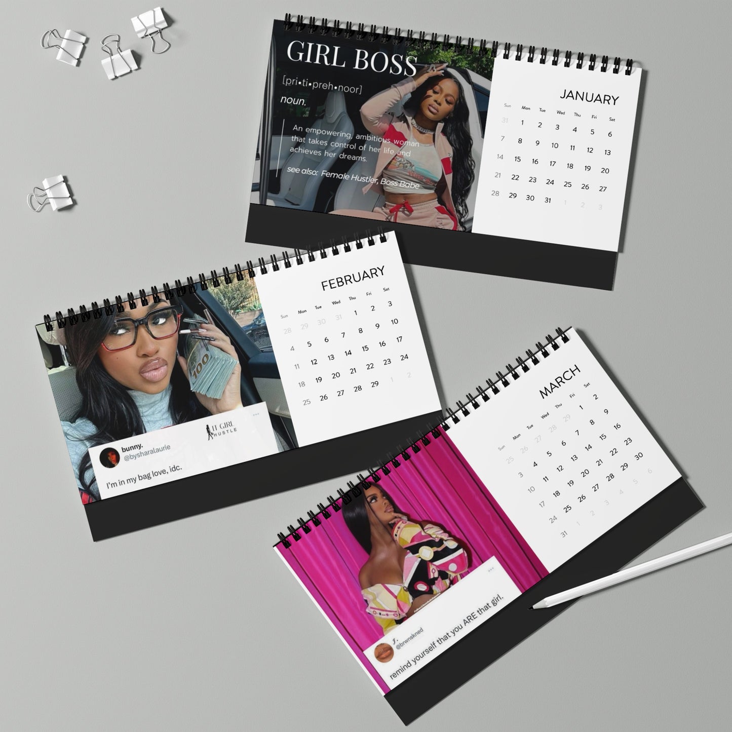 Girl Boss Desktop Calendar (2024 grid)