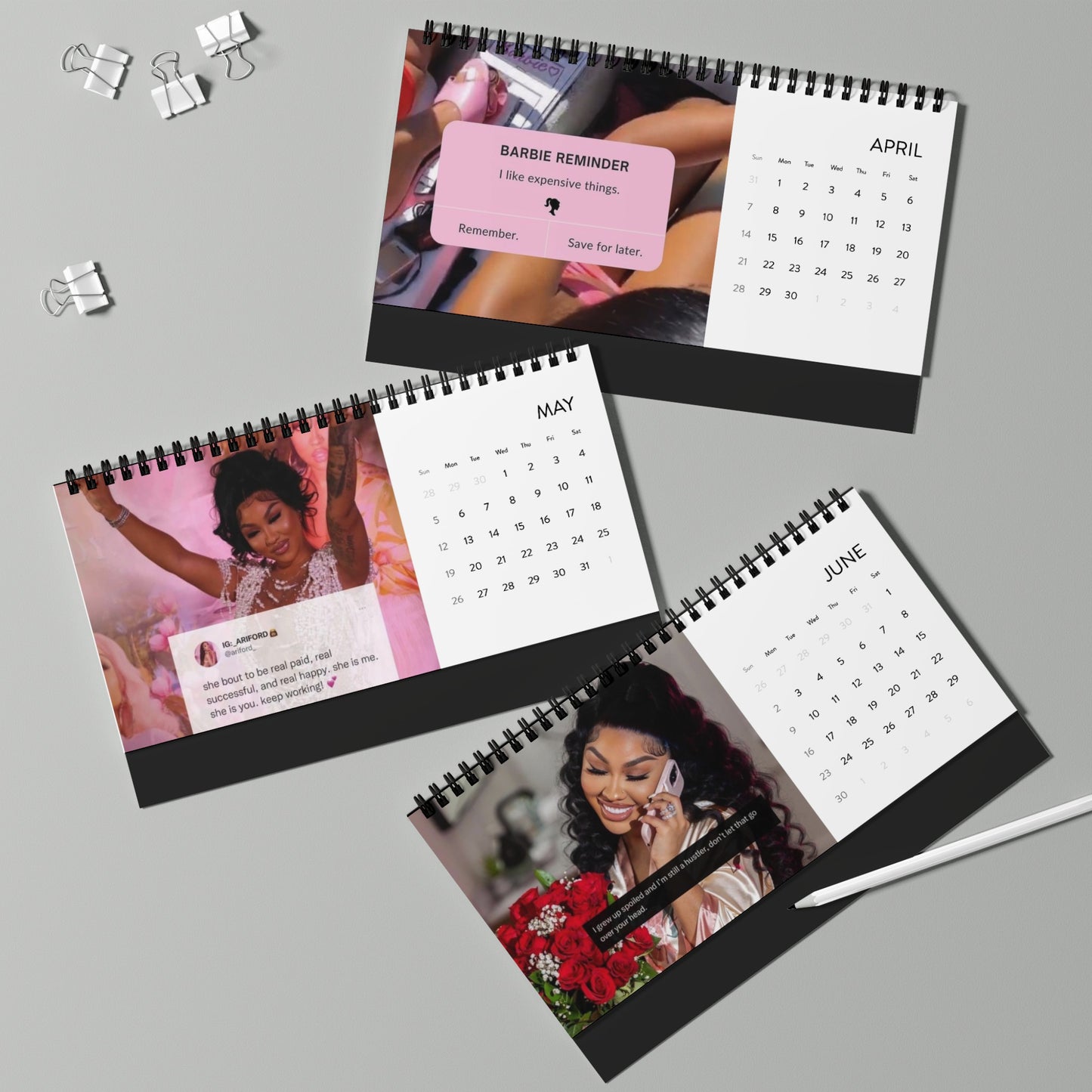 Girl Boss Desktop Calendar (2024 grid)