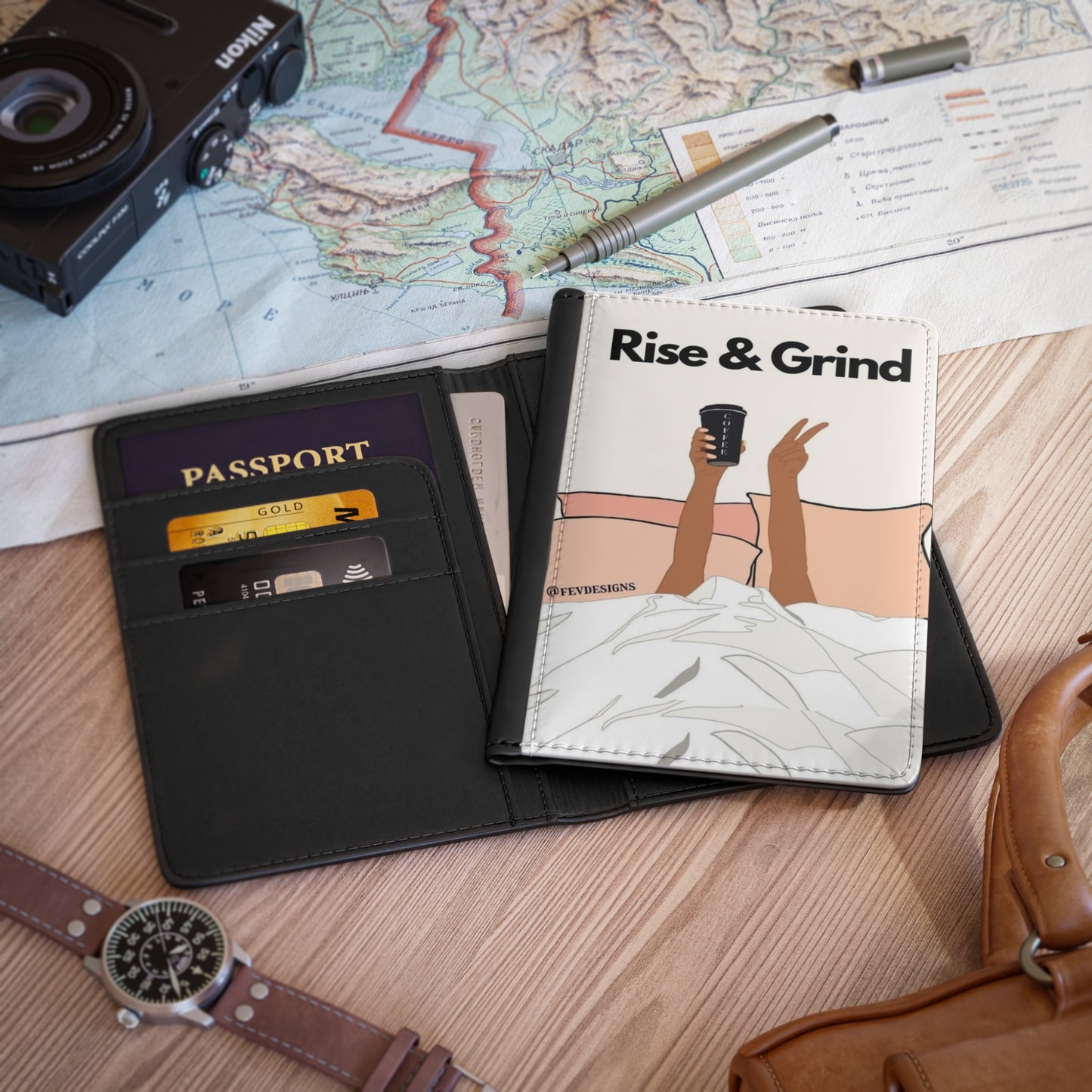 “Rise & Grind” Passport Cover