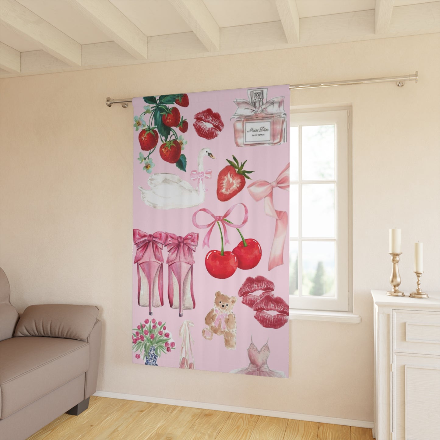 “Pretty in Pink” Window Curtains (1 Piece)