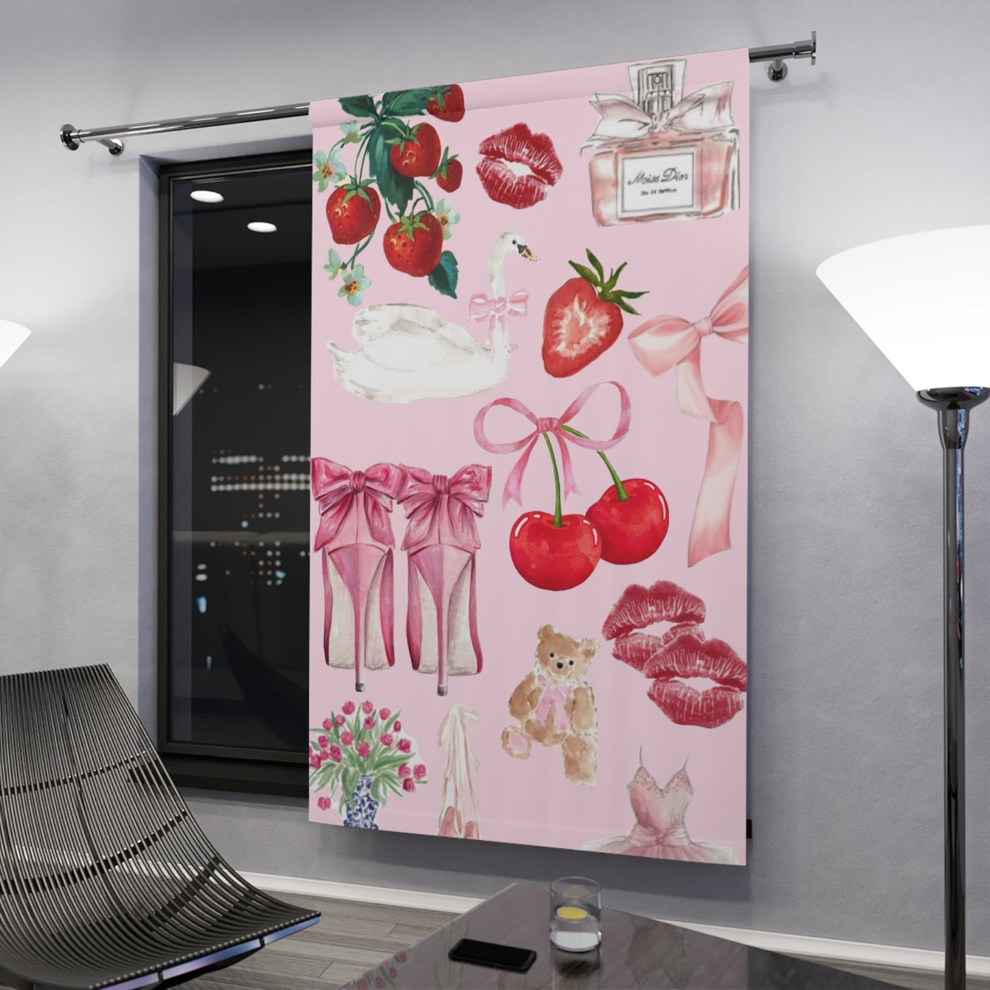 “Pretty in Pink” Window Curtains (1 Piece)